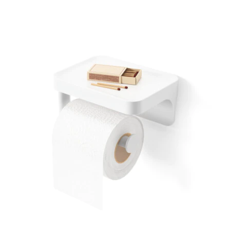 UMBRA Стойка за стена за тоалетна хартия и аксесоари 2 в 1 “FLEX ADHESIVE“ - бял цвят
