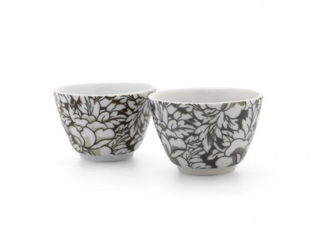 BREDEMEIJER Сет от 2 порцеланови чаши за чай “Yantai“ - кафяво - черни