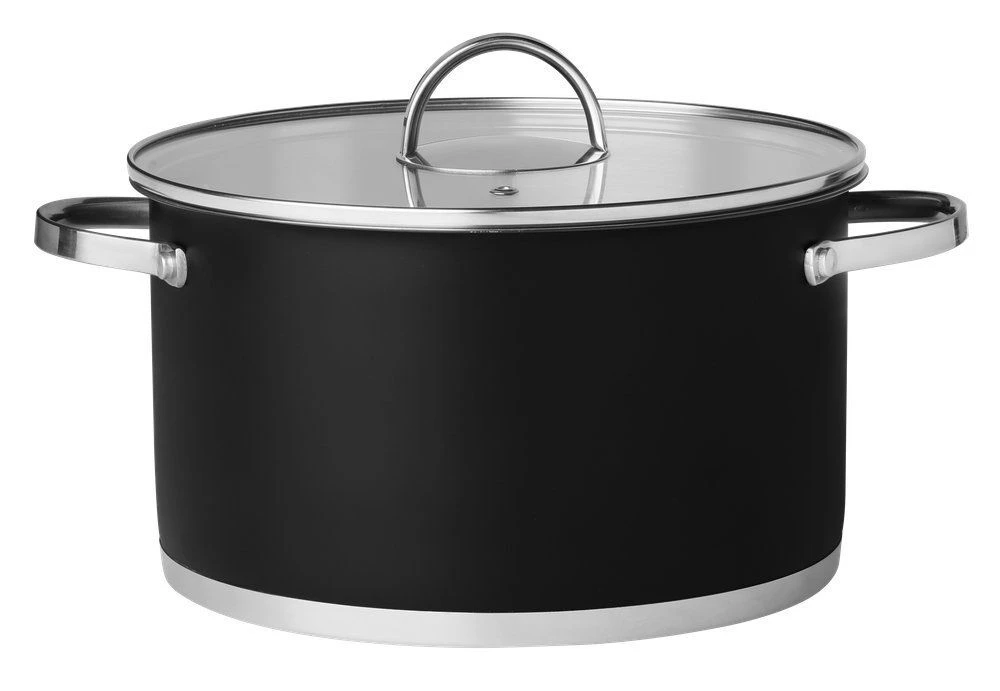 MAKU Тенджера със стъклен капак - Ø 24 см - цвят черен