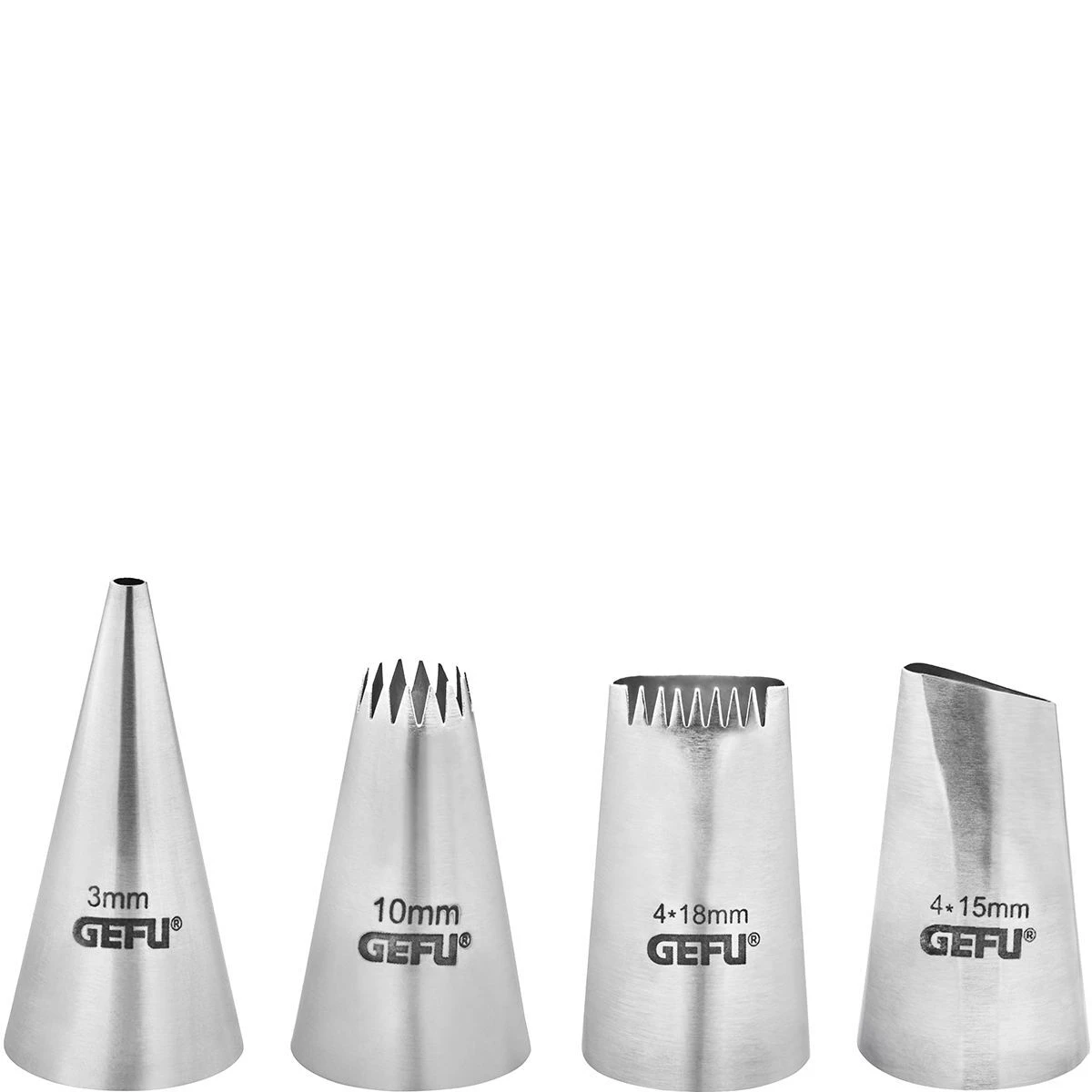 GEFU Комплект от 4 накрайника за сладкарски шприц/пош “DECORE“