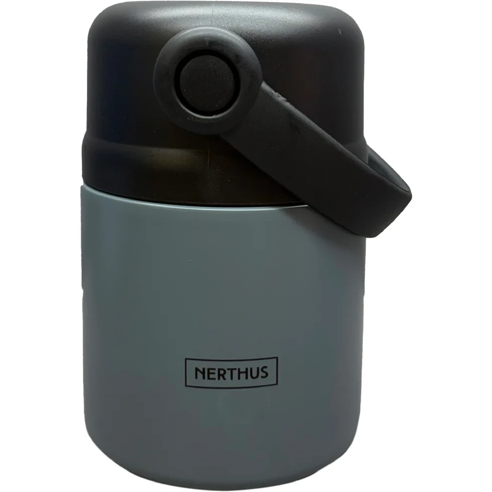 Nerthus Двустенен термос за храна с дръжка - сив - 650 мл.