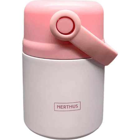 Nerthus Двустенен термос за храна с дръжка - розов - 650 мл.