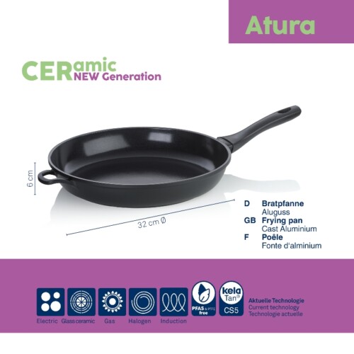 <p><strong>KELA Тиган с керамично покритие “Atura“ - Ø 32 см.</strong><br /><strong>• Серия: </strong>Atura<br /><strong>• Материал:</strong> алуминий, керамично покритие<br /><strong>• Размери: </strong>Ø 32 х 6 см.<br /><strong>• Цвят:</strong> черен<br /><strong>• Производител: KELA / Германия<br /></strong><strong>• Подходящи за:<br /></strong></p>
<p><strong><img src="https://www.vip-giftshop.com/media//file_8.jpg" alt="" width="200" /></strong></p><br />Марка: KELA <br />Модел: KELA 15168<br />Доставка: 2-4 работни дни<br />Гаранция: 2 години