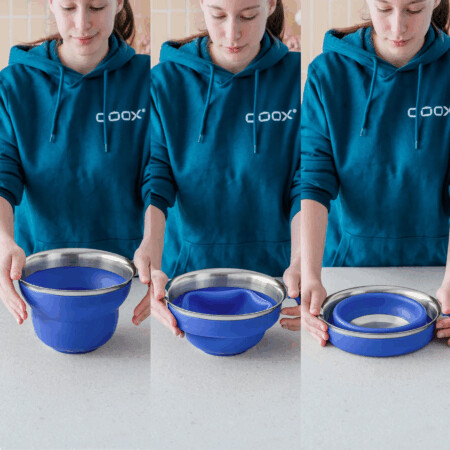 <p><strong>COOX Сгъваема купа с дръжка за миксиране и разбиване - 2 л. - червена</strong><br /><strong>• Подсилена с неръждаема стомaна</strong><strong><br /></strong><strong>• Материал:</strong> силикон, безвреден при контакт с храни, BPA free, неръждаема стомана<br /><strong>• Размери:</strong> Ø 23 х 15,2 см.<br /><strong>• Размери сгъната:</strong> Ø 23 х 5,2 см.<br /><strong>• Тегло:</strong> 0,524 кг.<br /><strong>• Тегло с опаковка:</strong> 0,654 кг.<br /><strong>• Вместимост:</strong> 2,000 л. <br /><strong>• Ергономична дръжка <br /></strong><strong>• Цвят:</strong> червен<br /><strong>• С улей за наливане<br /></strong><strong>• Мерителна скала<br /></strong><strong>• Спестява място</strong><br /><strong>• Подходяща за съдомиялна машина<br /><strong>• Не е подходяща за микровълнова фурна</strong><br /></strong><strong>Производител: COOX/ Германия</strong></p>
<p><span style="color: #ff0000;"><strong>Внимание! Острите прибори повреждат силикона. Не режете в силиконовата купа на COOX!</strong></span></p><br />Марка: COOX <br />Модел: COOX 3601-301<br />Доставка: 2-4 работни дни<br />Гаранция: 2 години