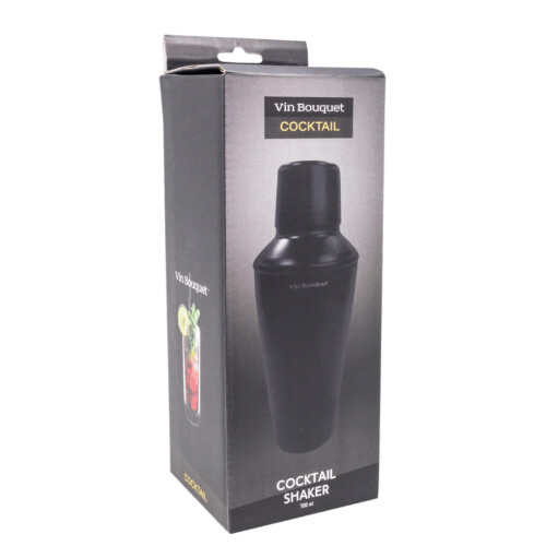 <p><strong>Vin Bouquet Шейкър за коктейли - 700 мл. - цвят черен мат</strong><br /><strong>• Размери на опаковката: </strong><span>24 x 9 x 9 см.</span><br /><strong>• Тегло:</strong><span> 0,182 кг.</span><br /><strong>• Вместимост: </strong><span>700 мл.</span><br /><strong>• Материал:</strong><span> Стомана<br /><strong>• Цвят:</strong> Черен</span><br /><strong>Производител: Vin Bouquet, Испания</strong></p><br />Марка: Vin Bouquet <br />Модел: VB FIK 1467<br />Доставка: 2-4 работни дни<br />Гаранция: 2 години