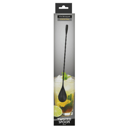 <p><strong>Vin Bouquet Професионална лъжица за коктейли - цвят черен мат</strong><br /><span><strong>• Тегло:</strong> 0,030 кг.</span><br /><span><strong>• Дължина:</strong> 25 см.</span><br /><span><strong>• Материал: </strong>Стомана<br /><strong>• Цвят: </strong>Черен</span><br /><strong>Производител: Vin Bouquet, Испания</strong></p><br />Марка: Vin Bouquet <br />Модел: VB FIK 1472<br />Доставка: 2-4 работни дни<br />Гаранция: 2 години
