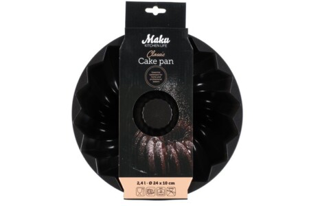 <p><strong>MAKU Форма за кекс - кръгла - с керамично покритие - 2,4 л.</strong><br /><strong>• Материал: </strong><span>лят алуминий</span><span>, незалепващо керамично покритие</span><br /><strong>• Диаметър:</strong><span> Ø 24 см.<br /><strong>• Височина:</strong> 10 см. </span><br /><strong>• Вместимост: </strong><span>2,400 </span><span>л. </span><br /><strong>• Тегло:</strong><span> 0,690</span><span> кг.<br /><strong>• Топлоустойчивост:</strong> до + 230°С<br /><strong>• Подходяща за: </strong>фурна<br /><strong>• Препоръчва се измиване на ръка</strong></span><br /><strong>Производител: Tammer Brands/ Финландия</strong></p><br />Марка: MAKU <br />Модел: TB MAKU 645956<br />Доставка: 2-4 работни дни<br />Гаранция: 2 години