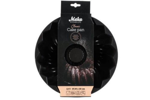 <p><strong>MAKU Форма за кекс - кръгла - с керамично покритие - 2,4 л.</strong><br /><strong>• Материал: </strong><span>лят алуминий</span><span>, незалепващо керамично покритие</span><br /><strong>• Диаметър:</strong><span> Ø 24 см.<br /><strong>• Височина:</strong> 10 см. </span><br /><strong>• Вместимост: </strong><span>2,400 </span><span>л. </span><br /><strong>• Тегло:</strong><span> 0,690</span><span> кг.<br /><strong>• Топлоустойчивост:</strong> до + 230°С<br /><strong>• Подходяща за: </strong>фурна<br /><strong>• Препоръчва се измиване на ръка</strong></span><br /><strong>Производител: Tammer Brands/ Финландия</strong></p><br />Марка: MAKU <br />Модел: TB MAKU 645956<br />Доставка: 2-4 работни дни<br />Гаранция: 2 години