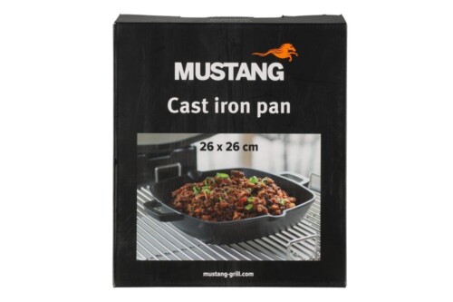 <p><strong>MUSTANG Чугунена тава за грил и барбекю - 26 х 26 см.</strong><br /><strong>• Материал:</strong><span> чугун<br /><strong>• Размери:</strong> 26 х 26 см.<br /></span><strong>• Височина:</strong><span> 5 см </span><br /><strong>• Тегло: </strong><span>2,17 кг.</span><br /><strong>• Тегло с опаковката: </strong><span>2,37 кг</span><strong><br />• Подходяща за всички видове котлони</strong><br /><strong>• Не е подходяща за съдомиялна машина</strong><br /><strong>Производител: Tammer Brands/ Финландия</strong></p><br />Марка: MUSTANG <br />Модел: TB MUS 641619<br />Доставка: 2-4 работни дни<br />Гаранция: 2 години