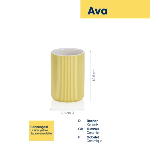 KELA Поставка/Чаша за четки за зъби “Ava“ – жълта
