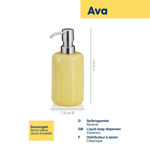 KELA Диспенсър за течен сапун “Ava“ – жълт – 350 мл.
