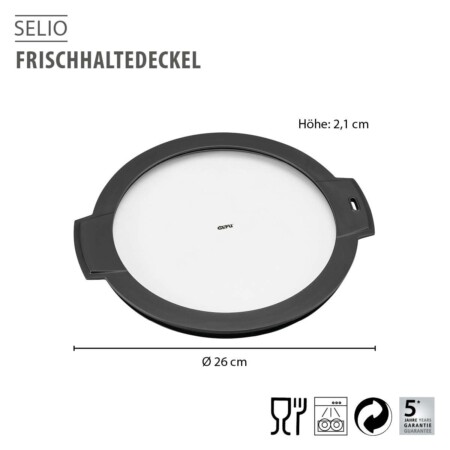 <p><span style="font-size: small;"><strong>GEFU Капак за свежо съхранение “SELIO“<br /></strong></span>• <strong>Подходящ за центрофуги за салата SPEEDWING 28150, 28160</strong><br />• <strong>Затваря се херметично благодарение на силиконовото уплътнение</strong><br />• <strong>Диаметър: </strong>Ø 26 см<br />• <strong>Ергономични дръжки </strong><br />• <strong>Материал:</strong> пластмаса / силикон<br /> • <strong>Размери:</strong> 30,5 х 27 х 2,1 см<br />•<strong> Тегло: </strong>0,355 кг<br />•<strong> Не е подходящ за съдомиялна машина </strong><br /> <strong>Производител: GEFU / Германия<br /></strong></p><br />Марка: GEFU - GERMANY <br />Модел: GEFU 35066<br />Доставка: 2-4 работни дни<br />Гаранция: 2 години