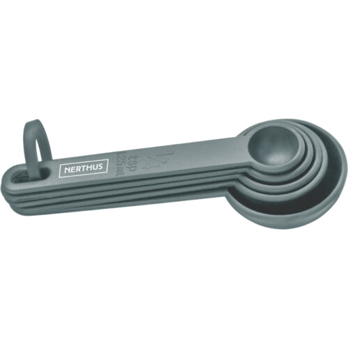 <p><strong>Nerthus Сет мерителни лъжички</strong><br /><strong>• Размери:</strong><span> <span>14,4 x 7,7 x 3,3 </span>см.</span><br /><strong>• Тегло:</strong><span> 0,030 гр.<br /><strong>• Материал:</strong> пластмаса<br /><strong>• BPA FREE<br />• В комплекта:</strong> 5 бр. мерителни лъжички - 1,25 мл, 2,5 мл, 5 мл, 7,5 мл и 15 мл</span><br /><strong>Производител: Vin Bouquet, Испания </strong></p><br />Марка: Vin Bouquet <br />Модел: VB FIH 1381<br />Доставка: 2-4 работни дни<br />Гаранция: 2 години
