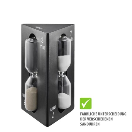 <p><strong>GEFU Троен таймер за чай “SANDO“</strong><br />• <strong>Материал:</strong> боросиликатно стъкло, синтетична смола<br />• <strong>Подходящ за различни видове чай</strong><br />• <strong>2 минути за зелен чай<br />• 3 минути за черен чай<br />• 7 минути за плодов и билков чай<br />• Цветово разграничение за различните минути<br />• Без захранване и батерии<br />• Подходящ и като таймер за варене на яйца<br />• Размери: </strong>6 х 6,1 х 10,1 см<strong><br />• Тегло: </strong>0,136 кг<strong><br />• НЕ Е ПОДХОДЯЩ за съдомиялна машина<br /></strong><strong>Производител: GEFU / Германия</strong></p><br />Марка: GEFU - GERMANY <br />Модел: GEFU 12325<br />Доставка: 2-4 работни дни<br />Гаранция: 2 години