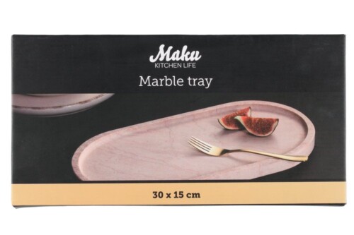 <p><strong>MAKU Овална мраморна табла за сервиране 30х15 см. - светло червена</strong><br /><strong>• Материал:</strong><span> мрамор<br /><strong>• Цвят:</strong> светло червен</span><br /><strong>• Размери:</strong><span> 30 х 15 х 1,5 см. (ДхШхВ)<br /></span><strong>• Тегло: </strong><span>1,13 кг.<br /><strong>• Почистване с влажна кърпа<br /></strong></span><strong>Производител: Tammer Brands/ Финландия</strong></p><br />Марка: MAKU <br />Модел: TB MAKU 647373<br />Доставка: 2-4 работни дни<br />Гаранция: 2 години