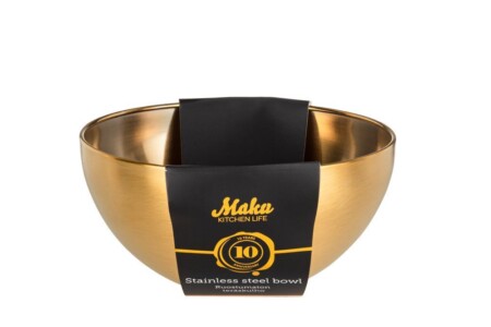 <p><strong>MAKU Стоманена купа - Ø 19 см. - 1.5 л. - златен цвят</strong><br /><strong>• Материал:</strong><span> неръждаема стомана<br /><strong>• Цвят:</strong> инокс/черен</span><br /><strong>• Размери:</strong><span> Ø 19 х 10 см.<br /></span><strong>• Тегло: </strong><span>0,170 кг.<br /><strong>• Вместимост:</strong> 1,500 л.<br /><strong>• <strong>Препоръчва се почистване на ръка</strong><br /></strong></span><strong>Производител: Tammer Brands/ Финландия</strong></p><br />Марка: MAKU <br />Модел: TB MAKU 648304<br />Доставка: 2-4 работни дни<br />Гаранция: 2 години