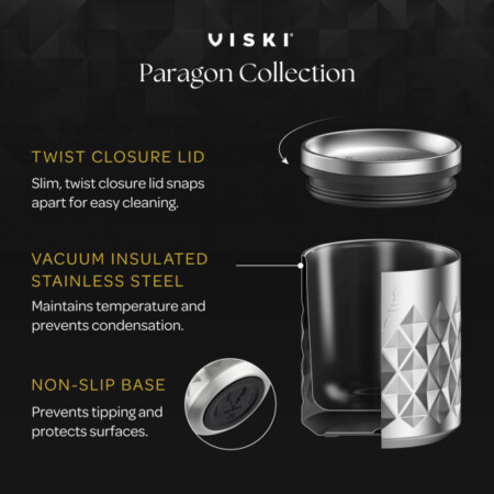 <p><strong>VISKI Термочаша с керамично покритие “PARAGON“</strong><br /><strong>• Материал: </strong>неръждаема стомана<br /><strong>• Керамично покритие във вътрешността<br />• Двойни стени с вакуумна изолация</strong><br /><strong>• Размер:</strong><span> 8 х 8 х 12,7 см</span><br /><strong>• Тегло: </strong><span>0,257 кг.<br /><strong>• Цвят:</strong> черен</span><br /><strong>• Вместимост: </strong>355 мл<br /><strong>• Само ръчно измиване</strong><span><br /></span><strong>Производител:</strong><span> Viski® / САЩ</span></p><br />Марка: TRUEBRANDS <br />Модел: VISKI 11562<br />Доставка: 2-4 работни дни<br />Гаранция: 2 години