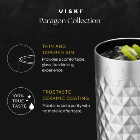 <p><strong>VISKI Термочаша с керамично покритие “PARAGON“</strong><br /><strong>• Материал: </strong>неръждаема стомана<br /><strong>• Керамично покритие във вътрешността<br />• Двойни стени с вакуумна изолация</strong><br /><strong>• Размер:</strong><span> 8 х 8 х 17,8 см</span><br /><strong>• Тегло: </strong><span>0,257 кг.<br /><strong>• Цвят:</strong> платина</span><br /><strong>• Вместимост: </strong>470 мл<br /><strong>• Само ръчно измиване</strong><span><br /></span><strong>Производител:</strong><span> Viski® / САЩ</span></p><br />Марка: TRUEBRANDS <br />Модел: VISKI 11351<br />Доставка: 2-4 работни дни<br />Гаранция: 2 години