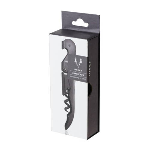 <p><strong>VISKI Тирбушон с двоен лост “Signature GunMetal“</strong><br /><strong>• Материал: </strong>неръждаема стомана<span>, черно покритие</span><br /><strong>• Размер:</strong><span> 2,5 х 2,5 х 12,7 см</span><br /><strong>• Тегло: </strong><span>0,068 кг.</span><br /><strong>• Размер на опаковката: </strong>6,1<span> х 3,2 х 16,5 см</span><br /><strong>• Тегло с опаковката: </strong><span>0,136 кг.<br /></span><strong>• Перфектен за тапи от естествен и синтетичен корк<br /></strong><strong>Производител:</strong><span> Viski® / САЩ</span></p><br />Марка: TRUEBRANDS <br />Модел: VISKI 8172<br />Доставка: 2-4 работни дни<br />Гаранция: 2 години
