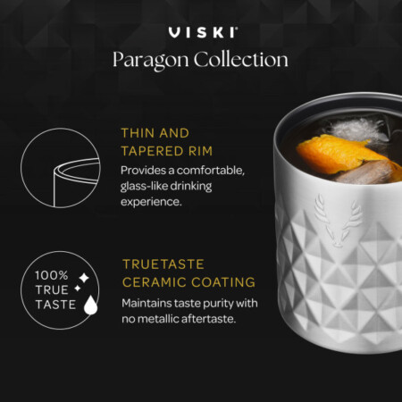 <p><strong>VISKI Термочаша с керамично покритие “PARAGON“</strong><br /><strong>• Материал: </strong>неръждаема стомана<br /><strong>• Керамично покритие във вътрешността<br />• Двойни стени с вакуумна изолация</strong><br /><strong>• Размер:</strong><span> 8 х 8 х 12,7 см</span><br /><strong>• Тегло: </strong><span>0,257 кг.<br /><strong>• Цвят:</strong> злато</span><br /><strong>• Вместимост: </strong>355 мл<br /><strong>• Само ръчно измиване</strong><span><br /></span><strong>Производител:</strong><span> Viski® / САЩ</span></p><br />Марка: TRUEBRANDS <br />Модел: VISKI 11563<br />Доставка: 2-4 работни дни<br />Гаранция: 2 години