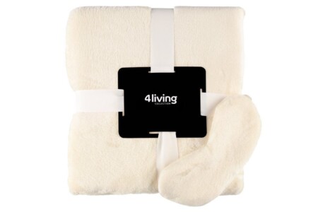 4LIVING К-т одеяло 150х200 см. и маска за сън - цвят бял