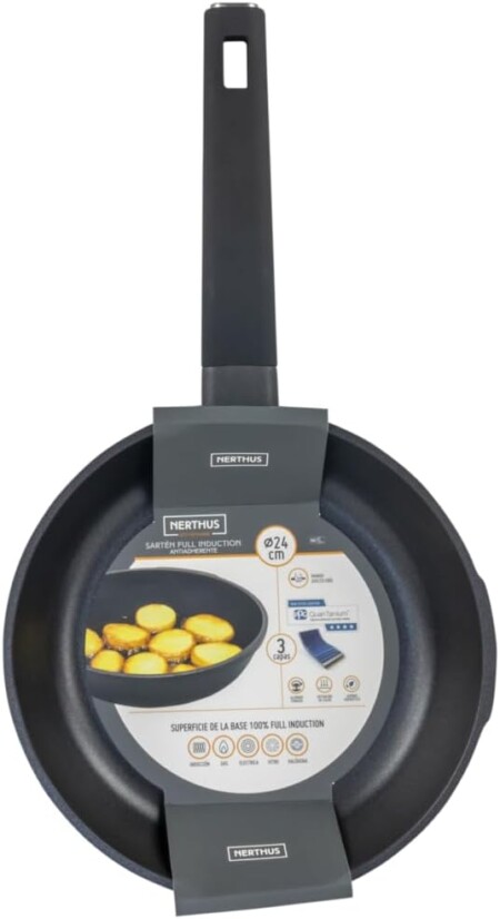 <p><strong>Nerthus Индукционен тиган - Ø 24 см.</strong><br /><strong>• Подходящ за пържене и печене<br /></strong><strong>• Материал:</strong> лят алуминий<br /><strong>• Покритие:</strong> Незалепващо покритие<strong> Quantanium,</strong> подсилено с титаниеви частици<br /><strong>• Диаметър:</strong> Ø 24 см.<br /><strong>• Височина:</strong> 5,5 см.<br /><strong>• Вместимост:</strong><span> 1,9 л.</span><br /><strong>• Тегло:</strong> 0,880 кг.<br /><strong>• Без капак<br /></strong><strong><strong>Производител: Vin Bouquet, Испания<br /></strong></strong><strong>Подходящ за:</strong></p>
<p><strong><img src="https://www.vip-giftshop.com/media/shema/induction.jpg" alt="" width="202" height="61" /></strong></p><br />Марка: Vin Bouquet <br />Модел: VB FIH 1563<br />Доставка: 2-4 работни дни<br />Гаранция: 2 години