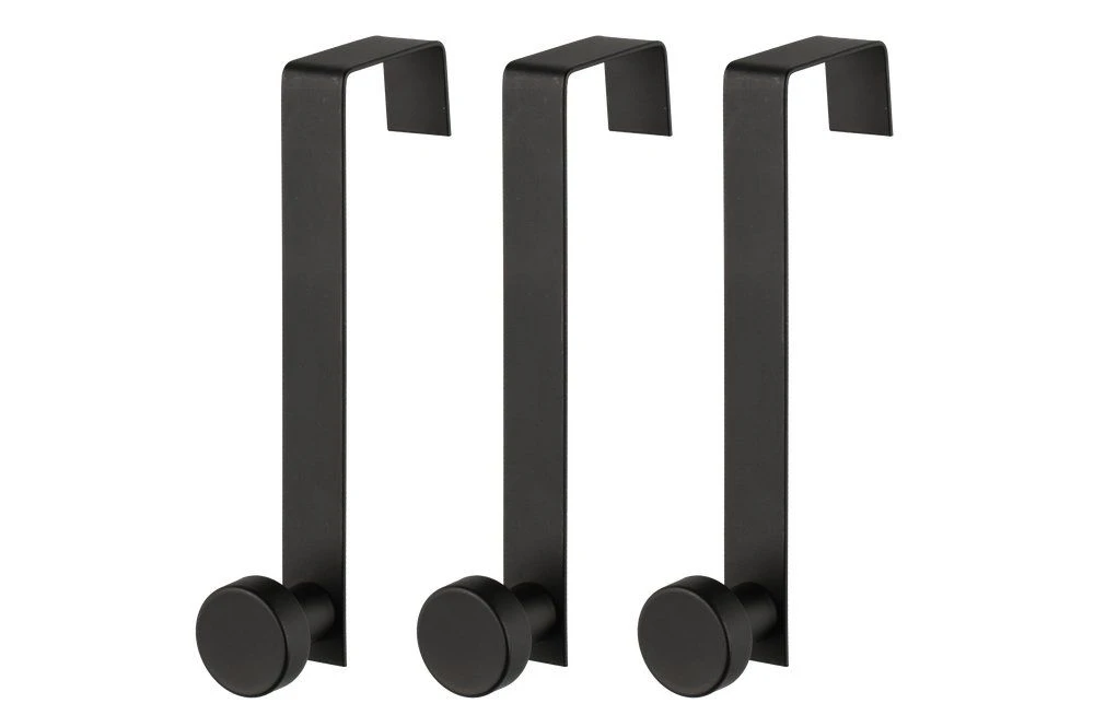 4Living Комплект от 3 бр закачалки за врата “Robin“ - черни