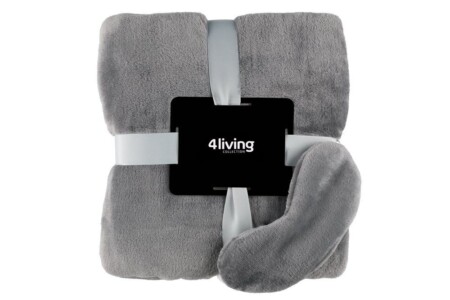 4LIVING К-т одеяло 150х200 см. и маска за сън - цвят сив