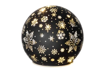 FINNLUMOR Декоративна 3D LED стъклена топка Снежинка 12 см