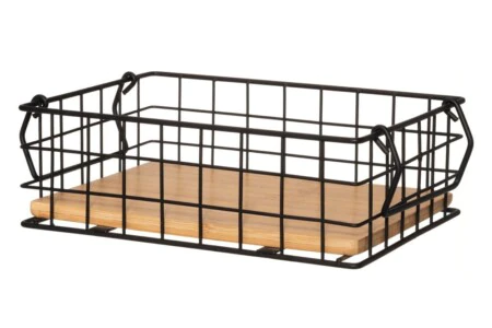 4LIVING Метален панер с бамбуково дъно