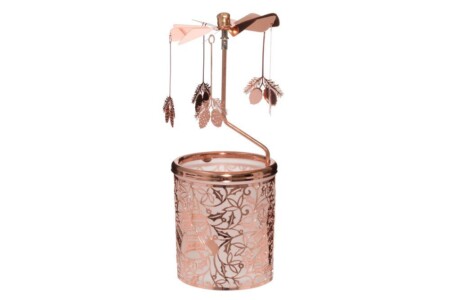 WINTERIA Свещник каросел / въртележка "Коледни шишарки" - цвят мед