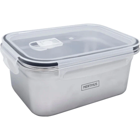 Nerthus Стоманена херметически кутия за храна за микровълнова - 1200 мл.