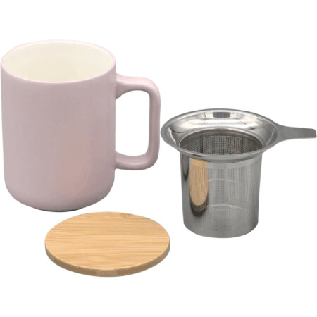 <p><strong>Nerthus Керамична чаша за чай със стоманен филтър и бамбуков капак - 375 мл - розова</strong><br /><strong>• Размери: </strong><span>8,5 х 8,5 х 12 см.</span><br /><span><strong>• Материал:</strong> Керамика, стомана, бамбук<br /><strong>• Вместимост:</strong> 0,375 мл.<br /></span><span><strong>• Цвят:</strong> розов</span><br /><strong>Производител: Vin Bouquet, Испания</strong></p><br />Марка: Vin Bouquet <br />Модел: VB FIH 1570<br />Доставка: 2-4 работни дни<br />Гаранция: 2 години