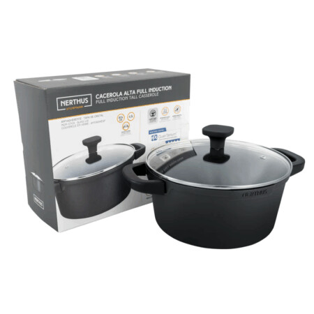 <p><strong>Nerthus Индукционна тенджера със стъклен капак - Ø 28 см.</strong><br /><strong>• Материал:</strong> лят алуминий<br /><strong>• Покритие:</strong> Незалепващо покритие<strong> Quantanium,</strong> подсилено с титаниеви частици<br /><strong>• Диаметър:</strong> Ø 28 см.<br /><strong>• Височина:</strong> 13 см.<br /><strong>• Вместимост:</strong> 6,7 л.<br /><strong>• Тегло:</strong> 2,150 кг.<br /><strong>• Със стъклен капак<br /></strong><strong>• Силиконови протектори на дръжките<br /></strong><strong>Производител: Vin Bouquet, Испания<br /></strong><strong>Подходяща за:</strong></p>
<p><strong><img src="https://www.vip-giftshop.com/media/shema/induction.jpg" alt="" width="202" height="61" /></strong></p><br />Марка: Vin Bouquet <br />Модел: VB FIH 1556<br />Доставка: 2-4 работни дни<br />Гаранция: 2 години