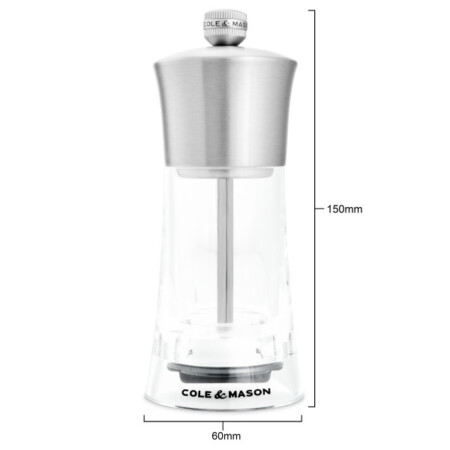 <p><strong>COLE & MASON Акрилна мелничка за пипер &ldquo;BROMLEY&ldquo; - 15 см.</strong><br /><strong>&bull; Диаметър:&nbsp;</strong><span>&Oslash; 6 см.</span><br /><strong>&bull;&nbsp;Височина:</strong><span>&nbsp;15 см.<br /><strong>&bull; Тегло с опаковката:</strong>&nbsp;0,210 кг.&nbsp;</span><br /><strong>&bull;&nbsp;Материал:</strong><span>&nbsp;акрил, стомана, керамика</span><br /><strong>&bull;&nbsp;Механизъм:</strong>&nbsp;керамичен механизъм<span><br /></span><span><strong><span style="color: #ff0000;">&bull;&nbsp;Да не се мокри с вода!</span><br /><span style="color: #ff0000;">&bull;</span></strong></span><span>&nbsp;<strong><span style="color: #ff0000;">Не използвайте мелничките за различни от сол и черен пипер продукти!!!&nbsp;</span><br /><span style="color: #ff0000;"><strong>&bull;&nbsp;Не поставяйте сол в мелницата за пипер, тъй като това ще разяде механизма от въглеродна стомана!</strong></span><br /></strong></span><strong>Производител: Cole&Mason / Англия</strong></p><br />Марка: COLE & MASON <br />Модел: Cole & Mason H 243007<br />Доставка: 2-4 работни дни<br />Гаранция: 2 години