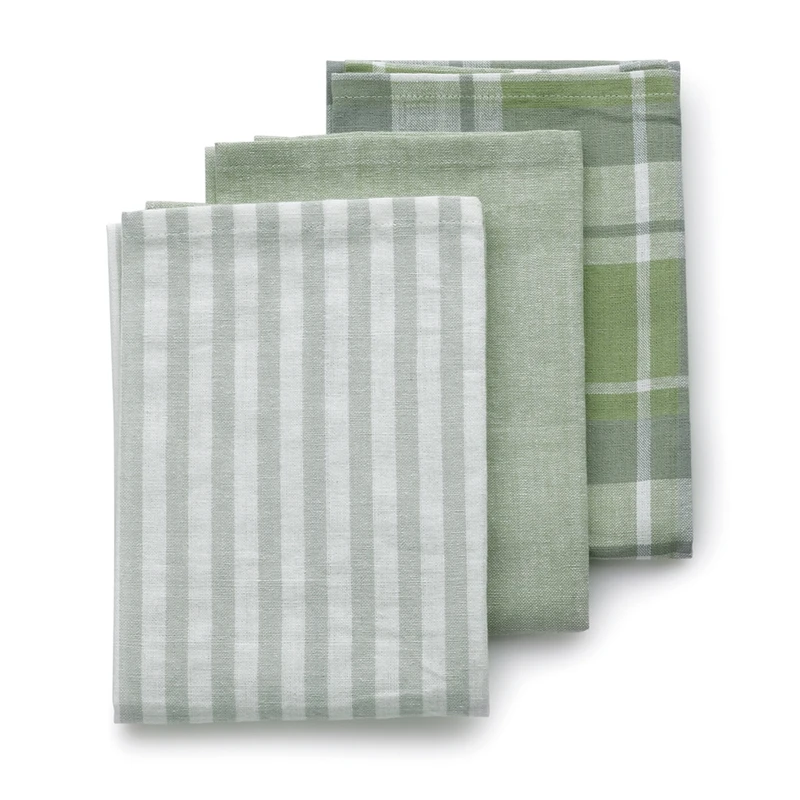 KELA Комплект от 3 бр. домакински кърпи за съдове “Pasado“ - 65х45 см - маслинено зелени