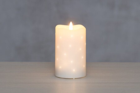 FINNLUMOR Восъчна LED свещ с 3D пламък - бяла - 13 см.