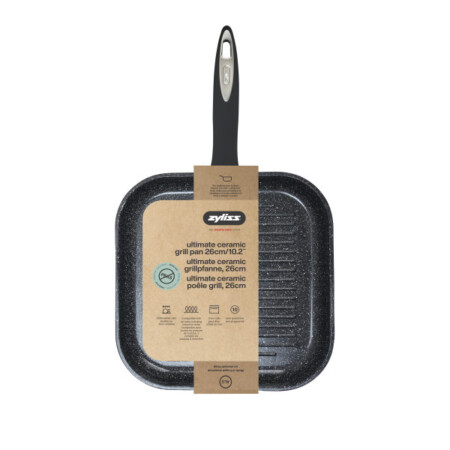 <p><strong>&ldquo;ZYLISS ULTIMATE CERAMIC&ldquo; - Индукционен грил тиган с керамично покритие - 26х26 см.</strong><br /><strong>&bull;&nbsp;Материал:</strong>&nbsp;рециклиран кован алуминий<br /><strong>&bull;&nbsp;Покритие:</strong>&nbsp;Керамично покритие&nbsp;<strong><br /></strong><strong>&bull;&nbsp;<span style="color: #ff0000;">100% без PFOA</span>&nbsp;(перфлуороктанова киселина)<br /></strong><strong>&bull;&nbsp;<span style="color: #ff0000;">100% без PTFE</span>&nbsp;(политетрафлуоретилен)<br /></strong><strong>&bull;&nbsp;<span style="color: #ff0000;">100% без PFAS</span>&nbsp;(полифлоурирани алкилни вещества)<br /></strong><strong>&bull;&nbsp;<span style="color: #ff0000;">100% БЕЗ ТОКСИНИ</span><br /></strong><strong>&bull;&nbsp;Размери:</strong>&nbsp;26 х 26 см.<br /><strong>&bull;&nbsp;Височина:</strong>&nbsp;5,7 см.<br /><strong>&bull;&nbsp;Дължина (вкл дръжката):</strong>&nbsp;45,1 см.<br /><strong>&bull; Подходящ за фурна&nbsp;до 180&deg;С<br /></strong><strong>&bull;&nbsp;П</strong><strong>репоръчва миене на ръка<br /></strong><strong>Производител: ZYLISS / Швейцария<br /></strong><strong>Подходящ за:&nbsp;</strong></p>
<p><img src="https://www.vip-giftshop.com/media//file_12.jpg" alt="" width="250" /></p><br />Марка: ZYLISS <br />Модел: ZYLISS 980289<br />Доставка: 2-4 работни дни<br />Гаранция: 2 години
