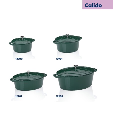 <p><strong>KELA Чугунена овална тенджера с капак &ldquo;Calido&ldquo; - 33х26 см. - зелена</strong><br /><strong>&bull; Серия:&nbsp;</strong>Calido<br /><strong>&bull; Материал:</strong>&nbsp;чугун<br /><strong>&bull; Размери:</strong>&nbsp;33 х 26 х 12 см.<br /><strong>&bull; Вместимост:</strong>&nbsp;6 л.<br /><strong>&bull; Цвят:</strong>&nbsp;зелен<br /><strong>&bull; Производител: KELA / Германия<br />&bull;&nbsp;Подходяща за:</strong></p>
<p><strong><img src="https://www.vip-giftshop.com/media//file_8.jpg" alt="" width="200" /></strong></p><br />Марка: KELA <br />Модел: KELA 12902<br />Доставка: 2-4 работни дни<br />Гаранция: 2 години