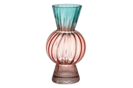 4LIVING Стъклена ваза “Poppy“ - цвят тюркоаз/праскова