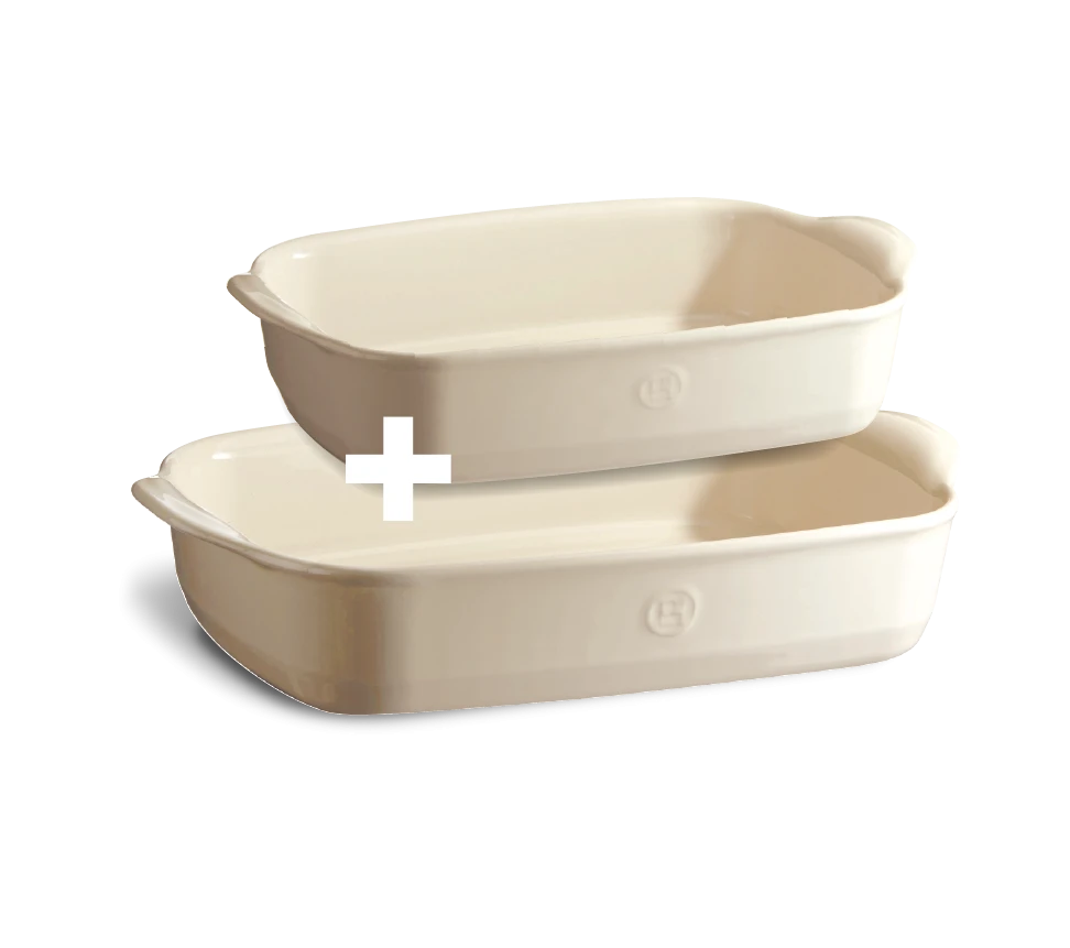 EMILE HENRY Комплект от 2 бр керамични тави за печене - цвят екрю