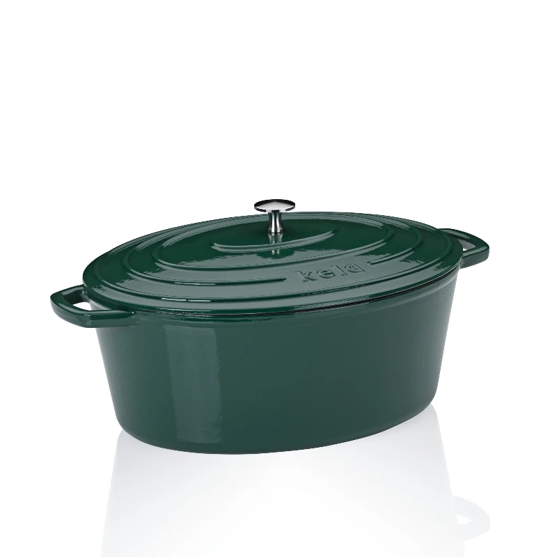 KELA Чугунена овална тенджера с капак “Calido“ - 36х29 см. - зелена