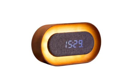 GINGKO Овален часовник/будилник и смарт лампа “Lumos“ - орех
