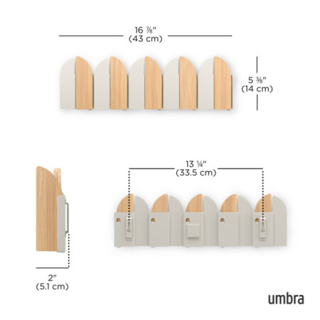 <p><strong>UMBRA Закачалка за стена с 5 бр. закачалки &ldquo;SALOON&ldquo; - цвят натурален / пясък</strong><br /><strong>&bull;&nbsp;</strong><strong>Цвят:</strong><span>&nbsp;натурален / пясък</span><br /><strong>&bull; 5 бр. кукички /закачалки/&nbsp;</strong><br /><strong>&bull;&nbsp;Монтаж на стена (с включени елементи)<br />&bull; Материал:</strong><span>&nbsp;стомана, буково дърво</span><br /><strong>&bull;&nbsp;Размер:</strong><span>&nbsp;43 x 14 x 5,1 cм</span><br /><strong>&bull;&nbsp;Тегло:</strong><span>&nbsp;0,870 кг</span><br /><strong>&bull; Обща товароносимост:&nbsp;</strong><span>11,5 кг.</span><br /><strong>&bull; Товароносимост на 1 кука:</strong><span>&nbsp;2,3 кг.</span><br /><strong>Производител: UMBRA / Канада<br /><em><strong>DESIGN:&nbsp;<strong><em>SANG WOOK PARK</em></strong></strong></em></strong></p><br />Марка: Umbra HK Limited <br />Модел: UMBRA 1022942-1337<br />Доставка: 2-4 работни дни<br />Гаранция: 2 години