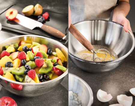 <p><strong><span style="font-size: small;">GEFU Комплект 4бр стоманени купи &ldquo;CAVARO&ldquo; <br /></span></strong>&bull; <strong>За приготвяне, сервиране и съхраняване на храна</strong><br /><strong>&bull; Вместимост на купите: </strong>1л; 1,5л; 2,7л и&nbsp;3,5л<strong><br />&bull; Подреждат се една в друга, за лесно съхранение<br /></strong>&bull; <strong>Размери:</strong>&nbsp;<br />&nbsp;<strong>- купа 1л:</strong> &Oslash; 16 х 7,5 см<br />&nbsp;<strong>- купа 1,5л:</strong>&nbsp;&Oslash; 18 х 8,5 см<br />&nbsp;<strong>- купа 2,7л</strong>: &Oslash; 22 х 10,2 см<br />&nbsp;<strong>- купа 3,5л:</strong> &Oslash; 24 х 10,5 см&nbsp;<br /><strong>&bull; Тегло:</strong> 1,069 кг<br />&bull; <strong>Материал</strong>: висококачествена неръждаема стомана&nbsp;<br />&bull; <strong>Подходящи за миене в съдомиялна машина</strong><br /><strong>Производител: GEFU / Германия</strong></p><br />Марка: GEFU - GERMANY <br />Модел: GEFU 28138<br />Доставка: 2-4 работни дни<br />Гаранция: 2 години