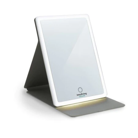 INNOLIVING Сгъваемо козметично огледало с LED светлина
