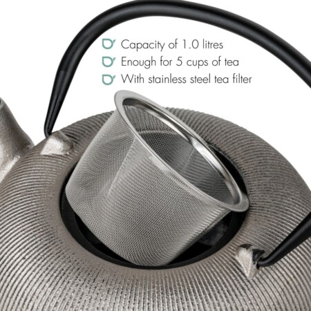 <p><strong>BREDEMEIJERЧугунен чайник &ldquo;Sichuan&ldquo; </strong><br /><strong>&bull; Размери:</strong><span>&nbsp;25 х 25 x 8,8 см.&nbsp;</span><br /><strong>&bull; Цвят:&nbsp;</strong><span>сребрист</span><br /><strong>&bull; Материал:&nbsp;</strong><span>висококачествен чугун,&nbsp;неръждаема стомана</span><br /><strong>&bull; Вместимост:</strong><span>&nbsp;1000 мл.</span><br /><span>&bull;&nbsp;</span><strong>Тегло:&nbsp;</strong><span>2,000 кг.</span><br /><span>&bull;</span><strong>&nbsp;С филтър за чай от неръждаема стомана</strong><br /><span>&bull;</span><strong>&nbsp;Бранд: BREDEMEIJER</strong><br /><strong>Производител: Bredemeijer Group / Нидерландия&nbsp;</strong></p><br />Марка: Bredemaijer Group <br />Модел: BR 153082<br />Доставка: 2-4 работни дни<br />Гаранция: 2 години